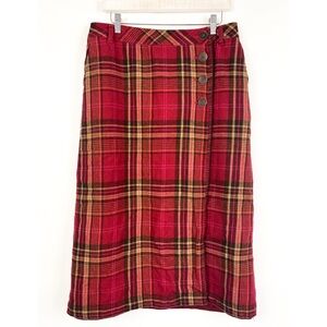 Eddie Bauer Vintage Womens Plaid Wool Skirt 10 Petite Holiday Kilt Retro Western